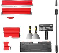 Jeu de lames de lissage pour plaques de plâtre, poignée ergonomique, tailles variées, rouge