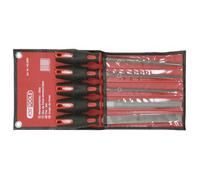 KS Tools Jeu de 5 limes emmanchées 200 mm - Poignée bi-matière
