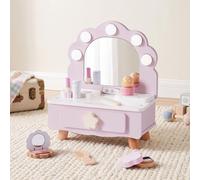 Jeu de maquillage en bois pour filles, table de toilette violette, miroir avec éclairage, à partir de 3 ans