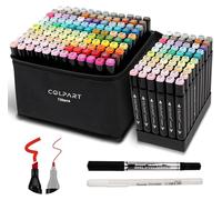 Jeu de marqueurs à alcool, 120 couleurs, marqueurs double pointe, feutres pour manga, design, peinture, dessin, coloriage, comprenant des feutres fins et des stylos gel