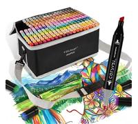 Jeu de marqueurs à alcool à double embout, 120 couleurs, avec des pointes de 1 mm et 6 mm