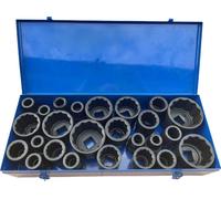 Jeu de meules double pour affûtage de précision, 12 pans, de 17 à 75 mm, dans un coffret en acier - 1 pouce