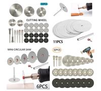 Jeu de Mini lames de scie circulaire, meule de ponçage, disque de coupe pour accessoires Dremel, outils rotatifs de coupe du métal 6 à 32 pièces 31PCS