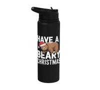 Jeu de mots amusant en forme d'ours de Noël - Have A Beary Christmas Stainless Steel Insulated Water Bottle