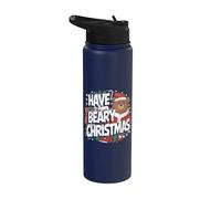 Jeu de mots amusant en forme d'ours de Noël - Have A Beary Christmas Stainless Steel Insulated Water Bottle