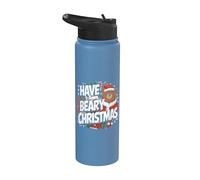 Jeu de mots amusant en forme d'ours de Noël - Have A Beary Christmas Stainless Steel Insulated Water Bottle