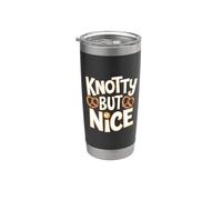 Jeu de mots drôle de bretzel - Knotty But Nice Gobelet isotherme en acier inoxydable double paroi