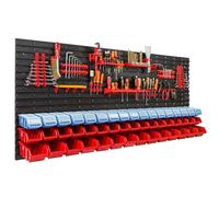 Jeu de panneaux avec porte-outils 173 x 78 cm avec 48 pcs. Boîtes avec couvercle Boîtes en plastique à suspendre XL