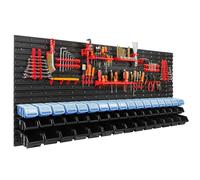 Jeu de panneaux avec porte-outils 173 x 78 cm avec 48 pcs. Boîtes avec couvercle Boîtes en plastique à suspendre XL
