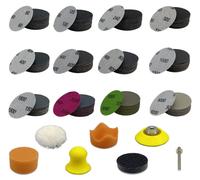 Jeu de papier abrasif, 186 pièces, 50 mm, avec système de fixation Velcro, pour ponçage à l'eau et à sec