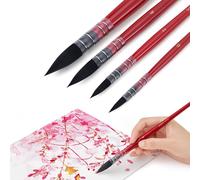 Jeu de pinceaux aquarelle, 4 pièces, pinceaux ronds et pointus, pour aquarelle et peintures pour affiches