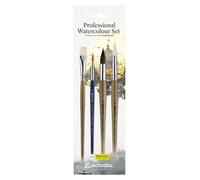 Jeu de pinceaux pour aquarelle, comprenant 4 pinceaux, à poils synthétiques et naturels
