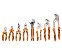 Jeu de pinces 8 pièces - Pinces coupantes et pinces à becs pointus professionnelles 205/225/310 mm - Clé à molette - Sac à outils - Pour les travaux du bois - Noir