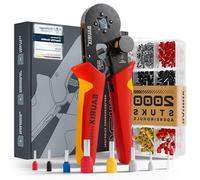 Jeu de pinces à sertir - Pince à sertir pour cosses - Pour réaliser des connexions électriques - Auto-réglable avec régulateur de force - 0,25 - 10 mm² - Gris
