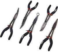 Jeu de pinces de 280 mm de long avec manche rayé, lot de 5, pour les applications nécessitant une grande portée