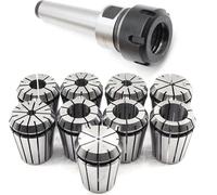 Jeu de pinces de serrage ER32 - Mandrin à pinces MK3/MT3 - 9 pièces - 2–20 mm - Tige de traction M12 - Pour fraiseuse et tour - Argent