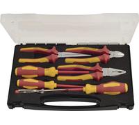 Jeu de pinces et d'outils, 7 pièces, coffret en plastique à compartiments multiples, VDE