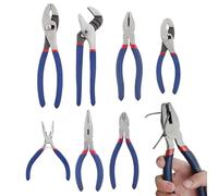 Jeu De Pinces | Pince à bec long et multiprise | Kit de 7 outils à main - pour atelier, plomberie, électricité, bricolage, automobile, extérieur, construction, ménage, maison, jardin,