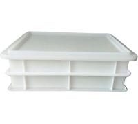 Jeu de plaques de cuisson - Idéal pour la préparation de pizzas - Empilable avec couvercle - 40x30x7 cm - Blanc