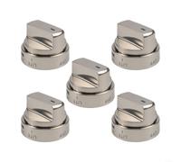 Jeu de Poignées Four 5pcs avec Adaptateurs Inclus | Acier inoxydable, compatible pour gaz et électrique, finitions argentées, taille compacte 6x6cm