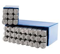 Jeu de poinçons à frapper - Lettres et chiffres 0-9 et A-Z - 4 mm - Acier trempé - 7 x 7 x 65 mm