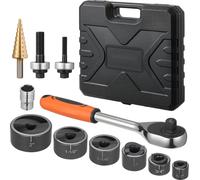 Jeu de poinçons - Poinçon à vis avec cliquet - 6 matrices 12,7–50,8 mm - Pour aluminium, acier doux, fibre de verre, plastique - Acier 40Cr - Poinçon à tôle