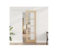 vidaXL Porte coulissante Nature 61 x 198,5 cm en pin massif et verre