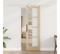 Jeu de porte coulissante vidaXL avec quincaillerie 61x198,5 cm en bois massif de pin 3332237 Vert