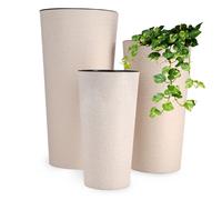 KADAX Pots de fleurs "Latina", cache-pot avec doublure amovible, protection pour pots de fleurs, pots de fleurs, 19 + 25 + 30 cm, crème