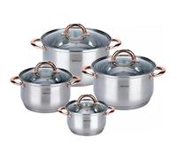 Jeu de pots - KINGHOFF - KH-1763 - Acier inoxydable - 8 éléments - Poignées résistantes à la chaleur