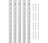 Jeu de rails pour étagères - Système d'étagères murales à fente unique - Longueur 990 mm - Lot de 10 - 40 vis incluses - Acier pour charges lourdes - Argent