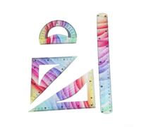 Jeu de Règles Plastiques Souples 4pcs Multicolores(30cm) | 1 règle droite 30cm, 2 équerres triangle, 1 rapporteur, plastique flexible, mesure précise