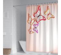 Jeu de rideaux de douche avec motif de papillons multicolores, dimensions 165x180 cm