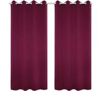 Jeu de rideaux occultants en deux parties avec œillets | Couleur : prune | Dimensions : 135 x 225 cm
