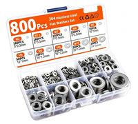 Jeu de rondelles - 800 rondelles en acier inoxydable pour vis et boulons - Assortiment de 9 tailles