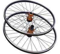 Jeu de roues pour VTT, avec des axes rapides, pour roue avant et arrière, de couleur noire. Roues de vélo (dorées)