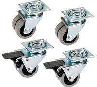 Jeu de roulettes de meuble avec plaque de montage 19 mm, 4 pcs