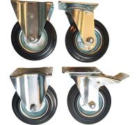 Jeu de roulettes/roues 4 pièces : 2 roulettes pivotantes et 2 roulettes fixes, adaptées aux chariots d'atelier