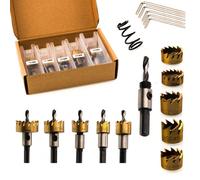 Jeu de scies cloche - Rosfix - HSS 4341 revêtement titane - 5 pièces 16/18,5/20/25/30 mm - Métal/Bois