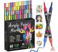 Jeu de stylos à peinture acrylique, 60 pièces, 120 couleurs, double pointe de 1 à 5 mm