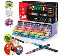 Jeu de stylos acryliques, 168 couleurs, pour pierre, verre, bois, toile