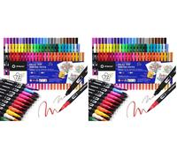 Jeu de stylos pinceaux double embout, 72 couleurs, comprenant des stylos fins et des pinceaux, avec des pointes de 0,4 mm et 1-2 mm, idéal pour les carnets Bullet Journal, la calligraphie, le manga, l