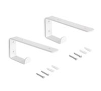 Emuca - Jeu de supports pour étagères en bois avec cintre intégré, Acier, Peint en blanc