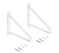 Emuca - Jeu de supports pour étagères en bois avec forme triangulaire, Acier, Peint en blanc