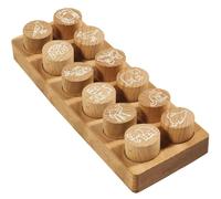 Jeu de tampons "Animaux exotiques", 12 motifs, bois de hêtre, diamètre 29 mm