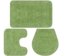 Jeu de tapis de salle de bain 3 pcs Tissu Vert Vert G