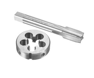 Jeu de taraud et filière M18 x 1.5mm gauche, acier rapide HSS, 2 pièces | Filetage métrique inversé gauche; Taraud plug et filière ronde; Pour travail des métaux; Acier rapide HSS