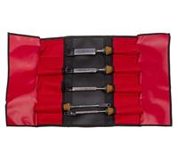 Jeu de tarauds de 5 pièces, de 4 à 30 mm, avec manches en liège, présenté dans une pochette