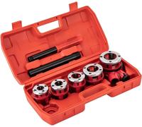 Jeu de tarauds pour tubes - Outil de filetage manuel - 5 têtes de coupe 0,95/1,27/1,91/2,54/3,18 cm - Acier à haute teneur en carbone - galvanisé, trempé - Rouge