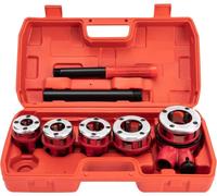 Jeu de tarauds pour tubes - Tarauds à cliquet - BSPT - 0,95–3,18 cm - Jeu de 5 têtes de taraudage - Acier à haute teneur en carbone - Pour tubes galvanisés/fer/PPR - Rouge